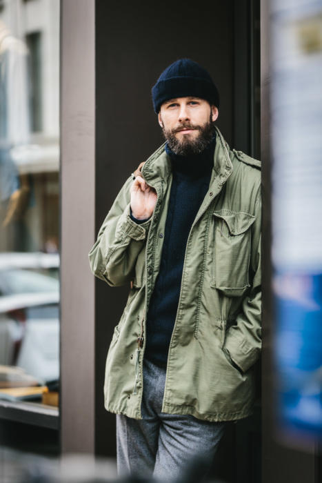 Field jacket, rollneck and flannels Style – Permanent